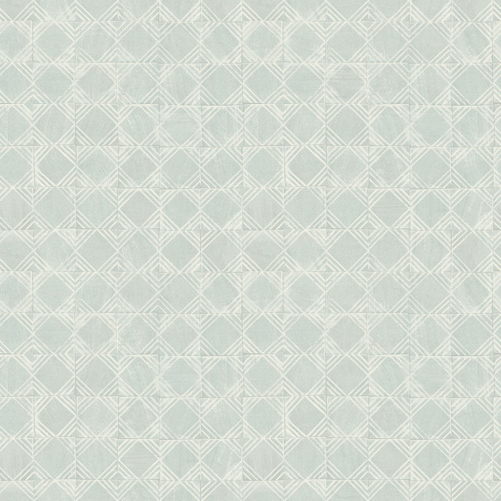 Button Block Aqua Geometric Wallpaper by Chesapeake Kinfolk Covers about 56.4 square feet 20.5-in by 33-ft long roll Prepasted 20.5 - Fabric Carolina -