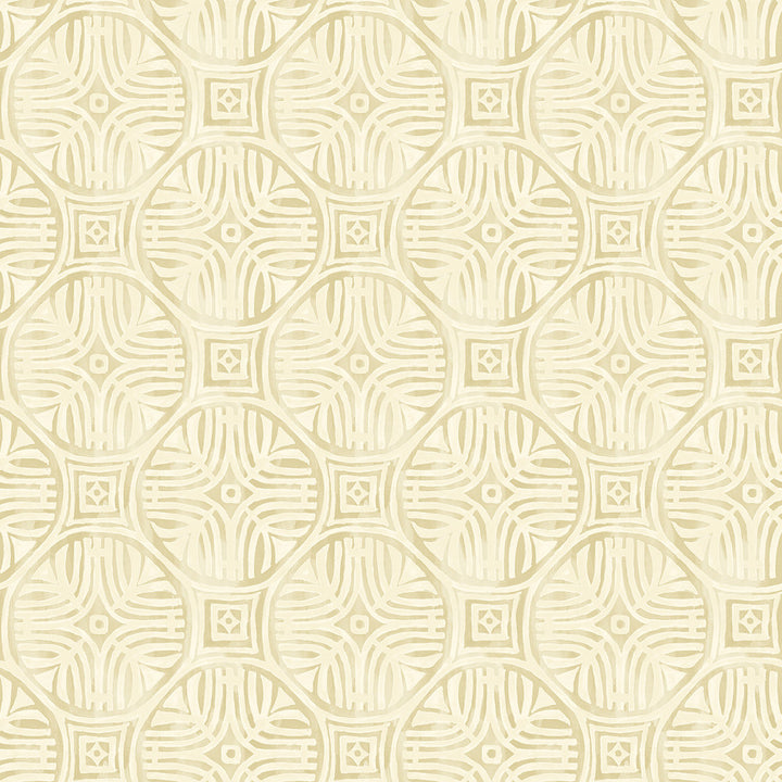 Sandee Butter Medallion Wallpaper by Chesapeake Kinfolk Covers about 56.4 square feet 20.5-in by 33-ft long roll Prepasted 6.83 - Fabric Carolina -