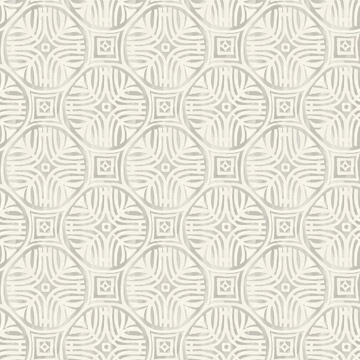 Sandee Grey Medallion Wallpaper by Chesapeake Kinfolk Covers about 56.4 square feet 20.5-in by 33-ft long roll Prepasted 6.83 - Fabric Carolina -