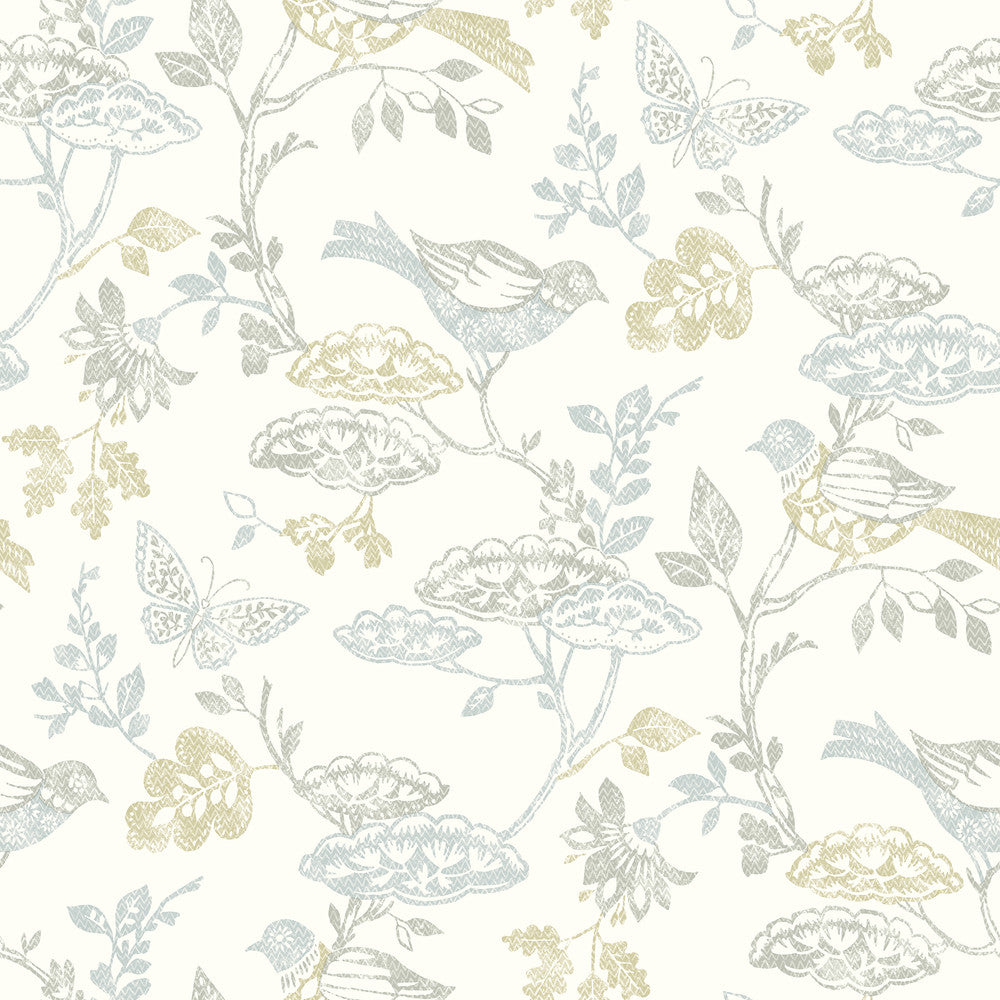 Malmo Multicolor Trail Wallpaper by Chesapeake Kinfolk Covers about 56.4 square feet 20.5-in by 33-ft long roll Prepasted 20.5 - Fabric Carolina -
