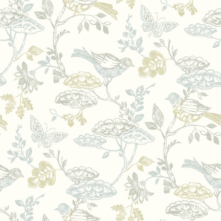 Malmo Multicolor Trail Wallpaper by Chesapeake Kinfolk Covers about 56.4 square feet 20.5-in by 33-ft long roll Prepasted 20.5 - Fabric Carolina -
