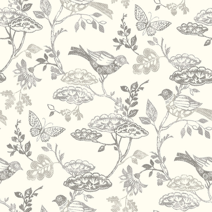 Malmo Black Trail Wallpaper by Chesapeake Kinfolk Covers about 56.4 square feet 20.5-in by 33-ft long roll Prepasted 20.5 - Fabric Carolina -