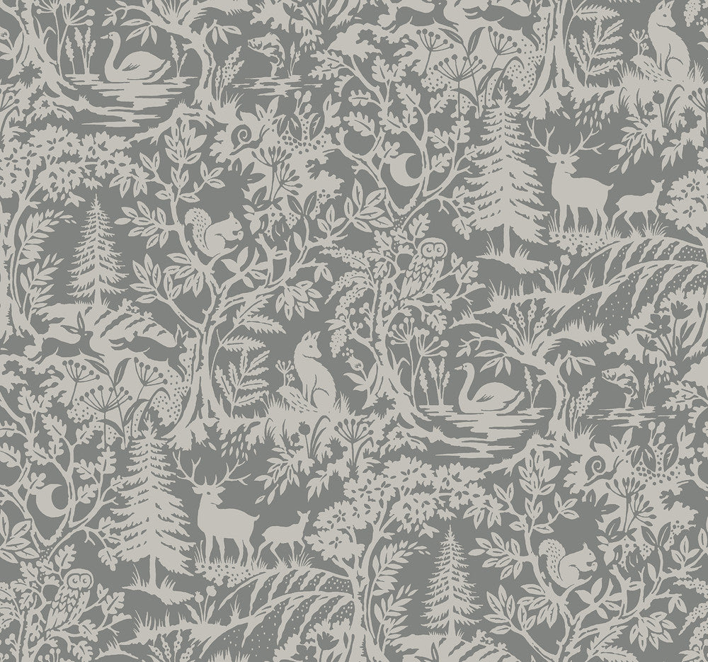 Alrick Charcoal Forest Venture Wallpaper by Chesapeake Kinfolk Covers about 60.8 square feet 27-in by 27-ft long roll Prepasted 25.25 - Fabric Carolina -