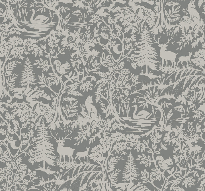 Alrick Charcoal Forest Venture Wallpaper by Chesapeake Kinfolk Covers about 60.8 square feet 27-in by 27-ft long roll Prepasted 25.25 - Fabric Carolina -