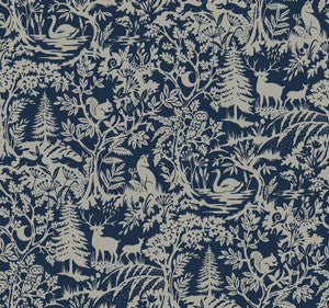 Alrick Navy Forest Venture Wallpaper by Chesapeake