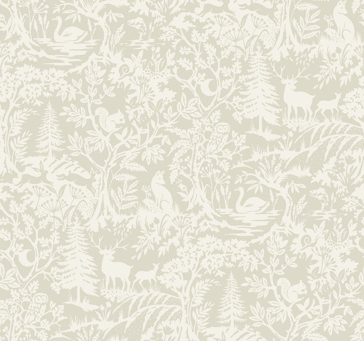 Alrick Taupe Forest Venture Wallpaper by Chesapeake Kinfolk Covers about 60.8 square feet 27-in by 27-ft long roll Prepasted 25.25 - Fabric Carolina -