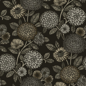 Zalipie Black Floral Trail Wallpaper by Chesapeake