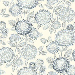 Zalipie Blue Floral Trail Wallpaper by Chesapeake