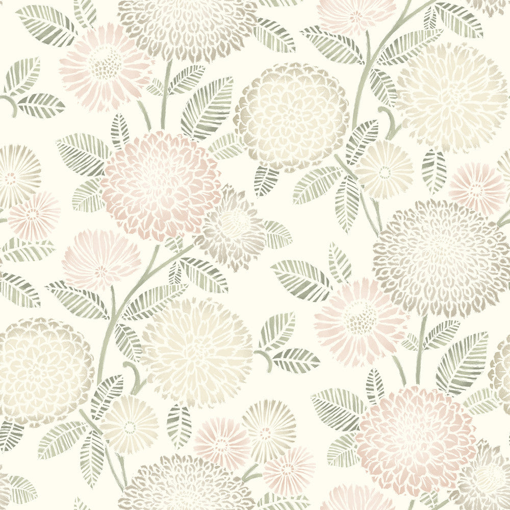Zalipie Blush Floral Trail Wallpaper by Chesapeake Kinfolk Covers about 56.4 square feet 20.5-in by 33-ft long roll Prepasted 20.5 - Fabric Carolina -