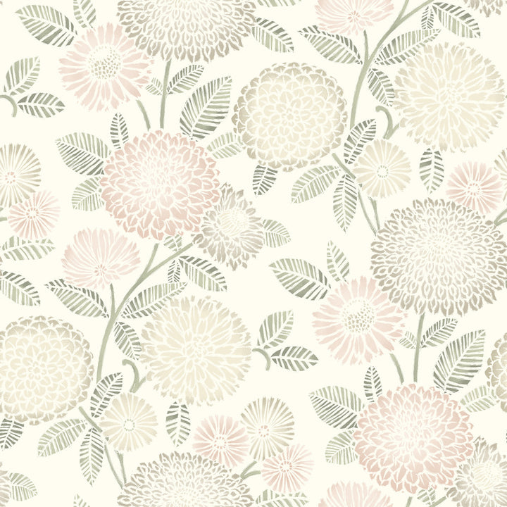 Zalipie Blush Floral Trail Wallpaper by Chesapeake Kinfolk Covers about 56.4 square feet 20.5-in by 33-ft long roll Prepasted 20.5 - Fabric Carolina -