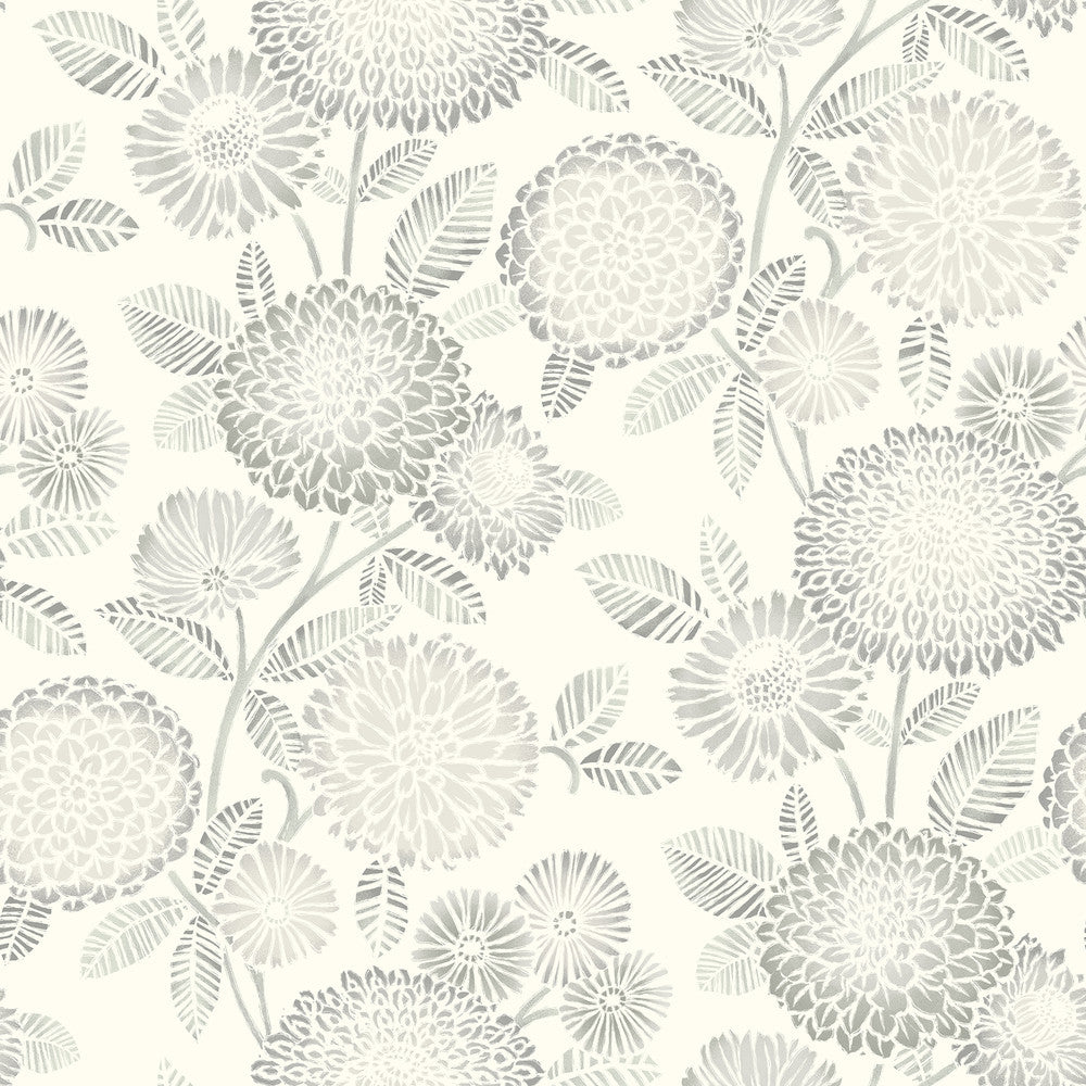 Zalipie Grey Floral Trail Wallpaper by Chesapeake Kinfolk Covers about 56.4 square feet 20.5-in by 33-ft long roll Prepasted 20.5 - Fabric Carolina -