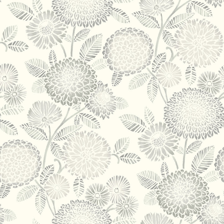 Zalipie Grey Floral Trail Wallpaper by Chesapeake Kinfolk Covers about 56.4 square feet 20.5-in by 33-ft long roll Prepasted 20.5 - Fabric Carolina -