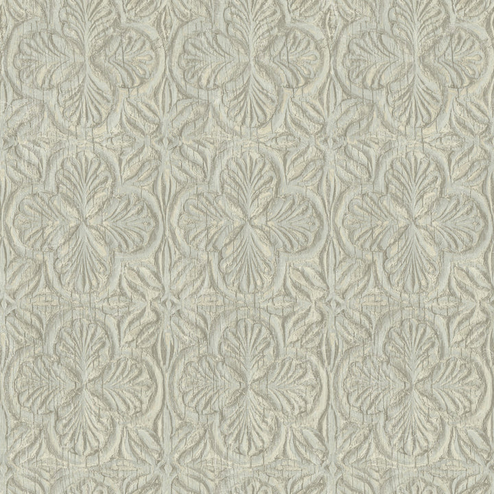 Karachi Light Blue Wooden Damask Wallpaper by Chesapeake Kinfolk Covers about 56.4 square feet 20.5-in by 33-ft long roll Prepasted 20.5 - Fabric Carolina -