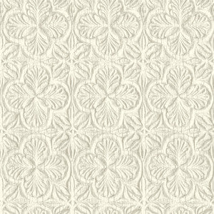Karachi White Wooden Damask Wallpaper by Chesapeake