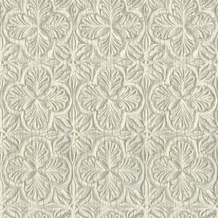 Karachi Aqua Wooden Damask Wallpaper by Chesapeake Kinfolk Covers about 56.4 square feet 20.5-in by 33-ft long roll Prepasted 20.5 - Fabric Carolina -