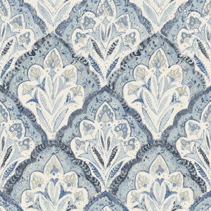 Mimir Blue Quilted Damask Wallpaper by Chesapeake