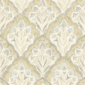 Mimir Mustard Quilted Damask Wallpaper by Chesapeake