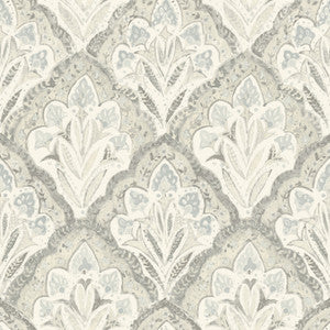 Mimir Grey Quilted Damask Wallpaper by Chesapeake