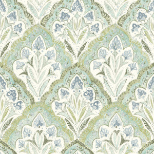 Mimir Aquamarine Quilted Damask Wallpaper by Chesapeake