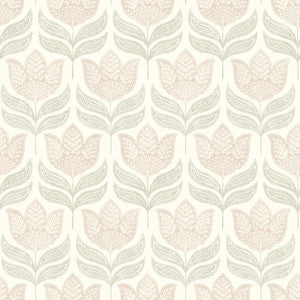 Cathal Blush Tulip Block Print Wallpaper by Chesapeake