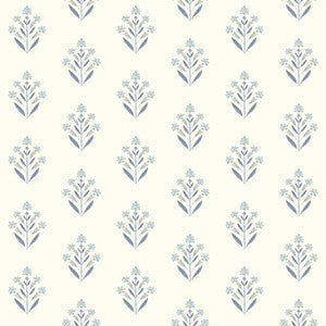 Kova Blue Floral Crest Wallpaper by Chesapeake