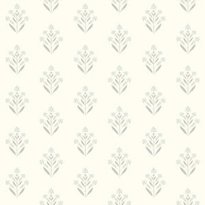 Kova Light Blue Floral Crest Wallpaper by Chesapeake