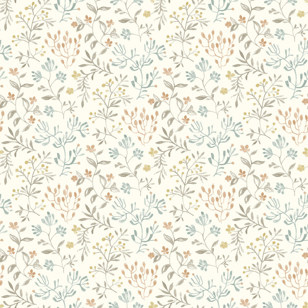 Tarragon Pastel Dainty Meadow Wallpaper by Chesapeake Kinfolk Covers about 56.4 square feet 20.5-in by 33-ft long roll Prepasted 10.25 - Fabric Carolina -