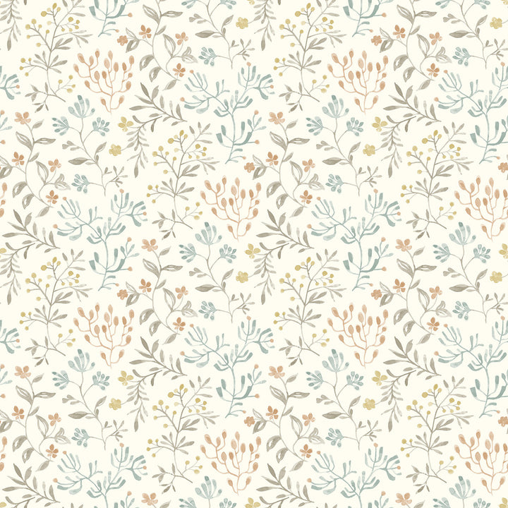 Tarragon Pastel Dainty Meadow Wallpaper by Chesapeake Kinfolk Covers about 56.4 square feet 20.5-in by 33-ft long roll Prepasted 10.25 - Fabric Carolina -