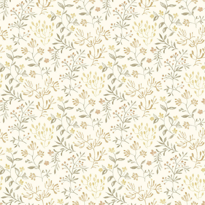 Tarragon Honey Dainty Meadow Wallpaper by Chesapeake Kinfolk Covers about 56.4 square feet 20.5-in by 33-ft long roll Prepasted 10.25 - Fabric Carolina -