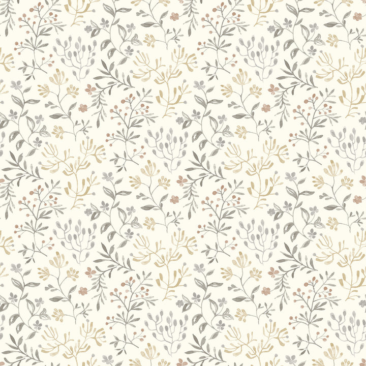 Tarragon Grey Dainty Meadow Wallpaper by Chesapeake Kinfolk Covers about 56.4 square feet 20.5-in by 33-ft long roll Prepasted 10.25 - Fabric Carolina -