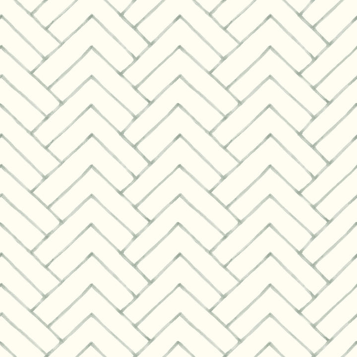 Oswin Teal Tiered Herringbone Wallpaper by Chesapeake Kinfolk Covers about 56.4 square feet 20.5-in by 33-ft long roll Prepasted 20.5 - Fabric Carolina -