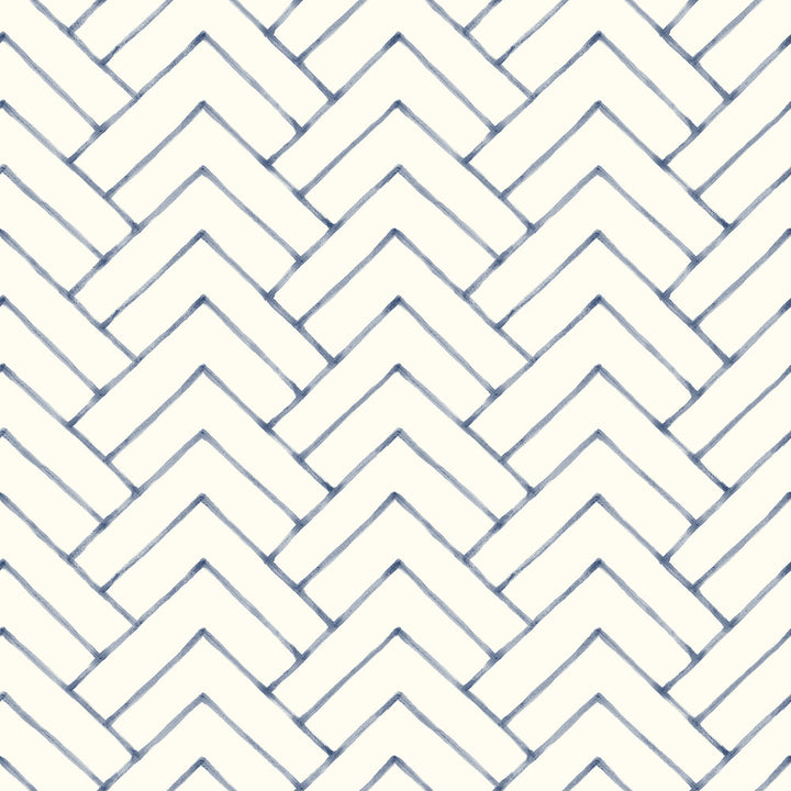 Oswin Navy Tiered Herringbone Wallpaper by Chesapeake Kinfolk Covers about 56.4 square feet 20.5-in by 33-ft long roll Prepasted 20.5 - Fabric Carolina -