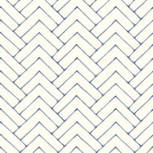 Oswin Navy Tiered Herringbone Wallpaper by Chesapeake
