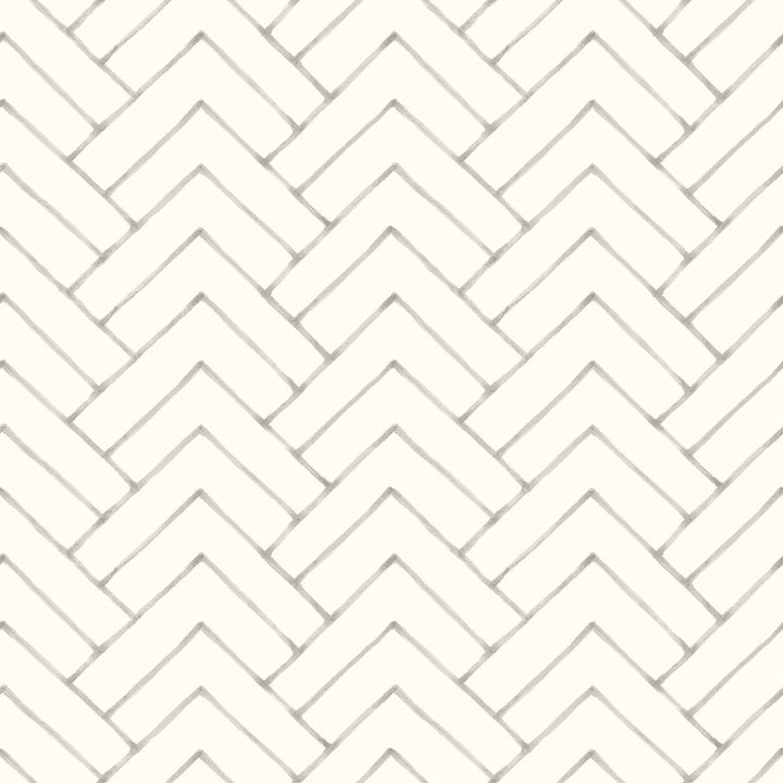 Oswin Grey Tiered Herringbone Wallpaper by Chesapeake Kinfolk Covers about 56.4 square feet 20.5-in by 33-ft long roll Prepasted 20.5 - Fabric Carolina -