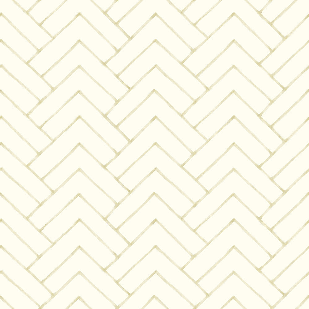 Oswin Light Yellow Tiered Herringbone Wallpaper by Chesapeake Kinfolk Covers about 56.4 square feet 20.5-in by 33-ft long roll Prepasted 20.5 - Fabric Carolina -