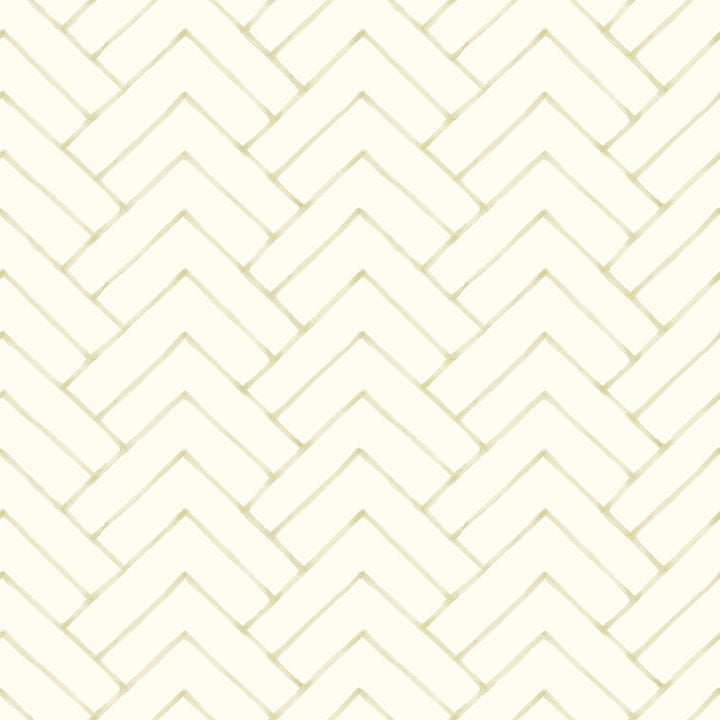 Oswin Light Yellow Tiered Herringbone Wallpaper by Chesapeake Kinfolk Covers about 56.4 square feet 20.5-in by 33-ft long roll Prepasted 20.5 - Fabric Carolina -