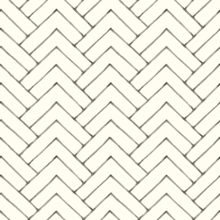 Oswin Black Tiered Herringbone Wallpaper by Chesapeake Kinfolk Covers about 56.4 square feet 20.5-in by 33-ft long roll Prepasted 20.5 - Fabric Carolina -