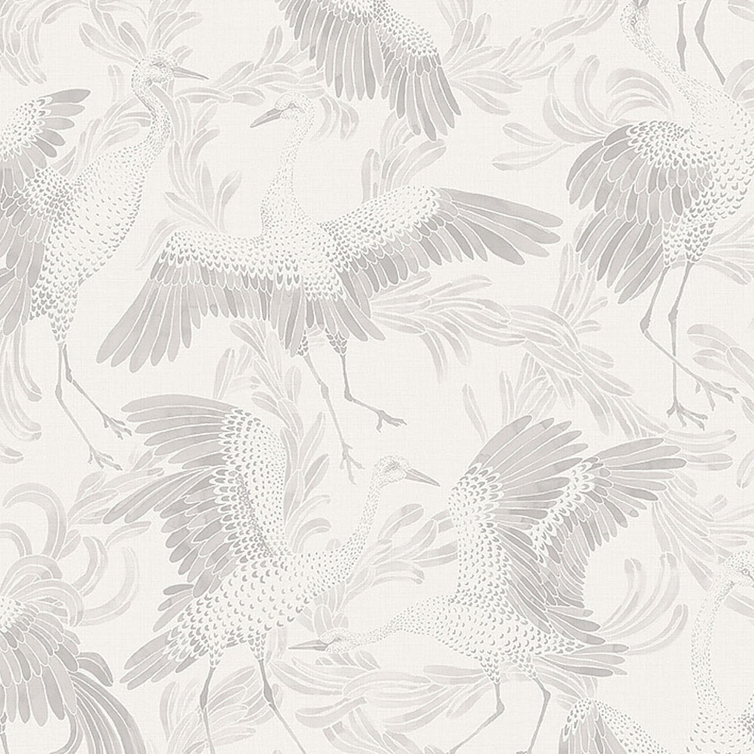 Dancing Crane - Grey by Schumacher Wallcovering