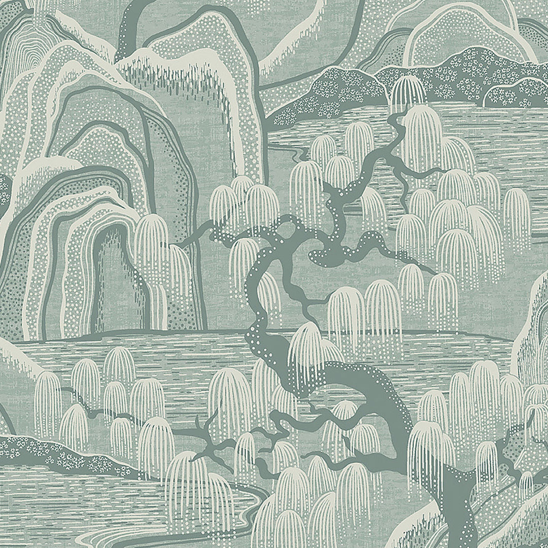 Indigo Garden - Mineral by Schumacher Wallcovering