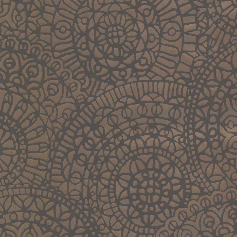 Brown Lacey Suzani Wallpaper by Eijffinger Suzani Covers about 56.4 square feet 20.5-in by 33-ft long roll Unpasted 25.2 - Fabric Carolina -