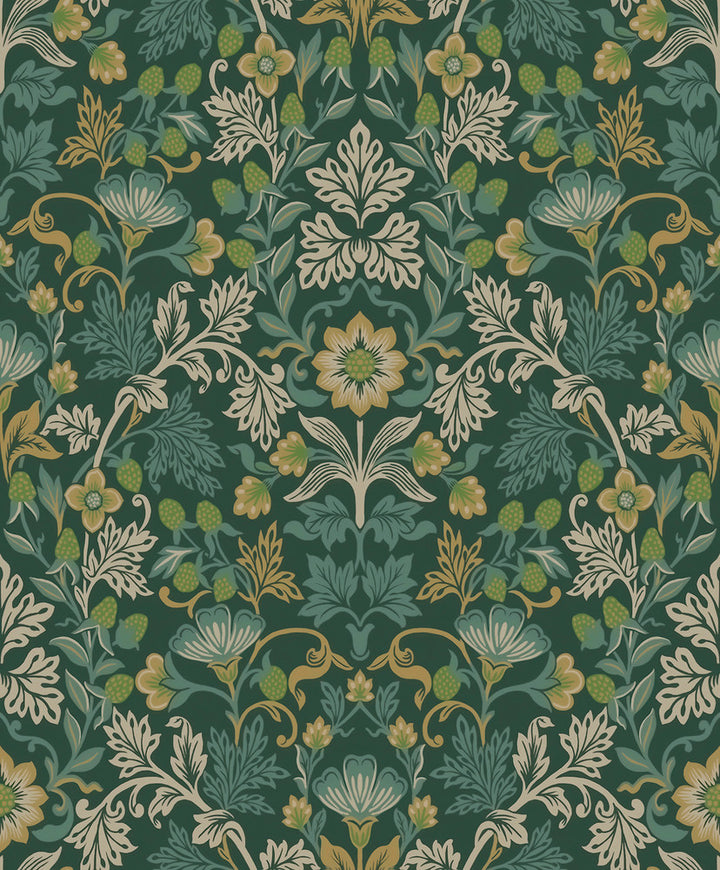 Lila Teal Strawberry Floral Wallpaper by Eijffinger Posy Covers about 59.1 square feet 21.5-in by 33-ft long roll Unpasted 25.2 - Fabric Carolina -