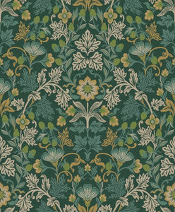 Lila Teal Strawberry Floral Wallpaper by Eijffinger