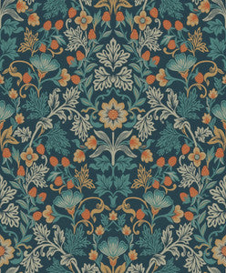Lila Blue Strawberry Floral Wallpaper by Eijffinger