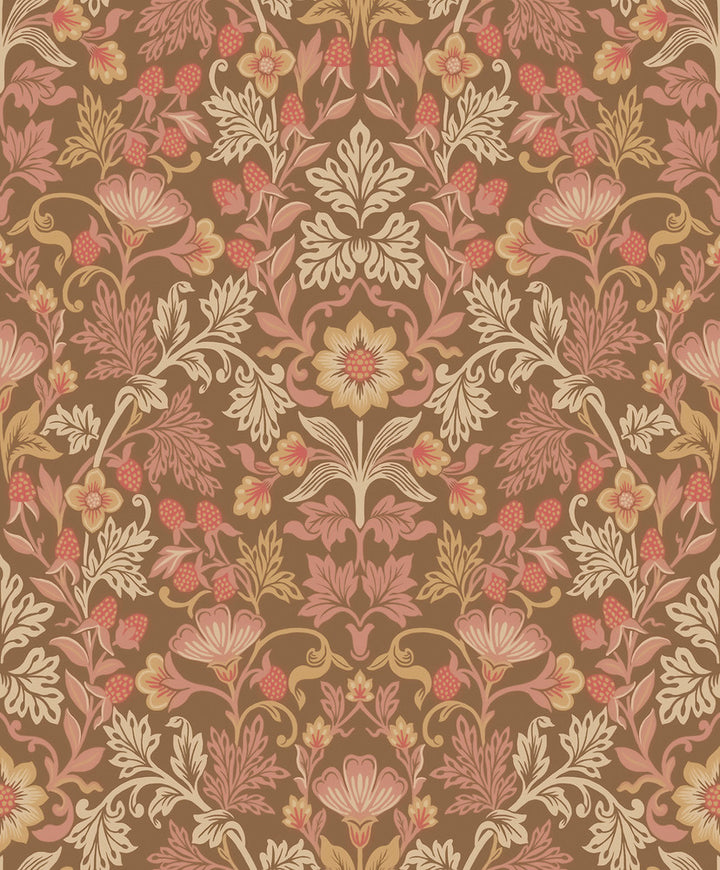 Lila Pink Strawberry Floral Wallpaper by Eijffinger Posy Covers about 59.1 square feet 21.5-in by 33-ft long roll Unpasted 25.2 - Fabric Carolina -