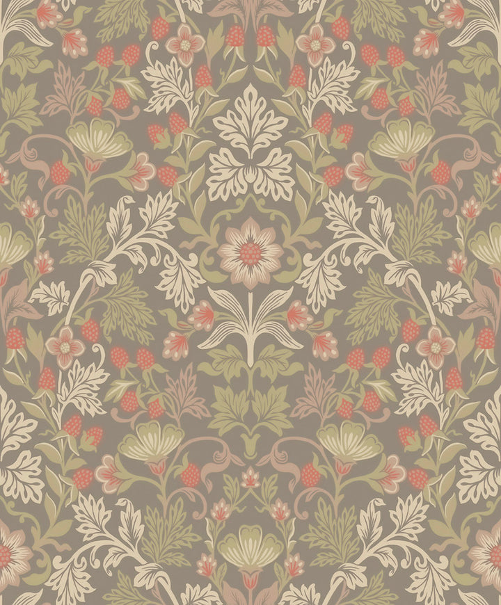 Lila Moss Strawberry Floral Wallpaper by Eijffinger Posy Covers about 59.1 square feet 21.5-in by 33-ft long roll Unpasted 25.2 - Fabric Carolina -