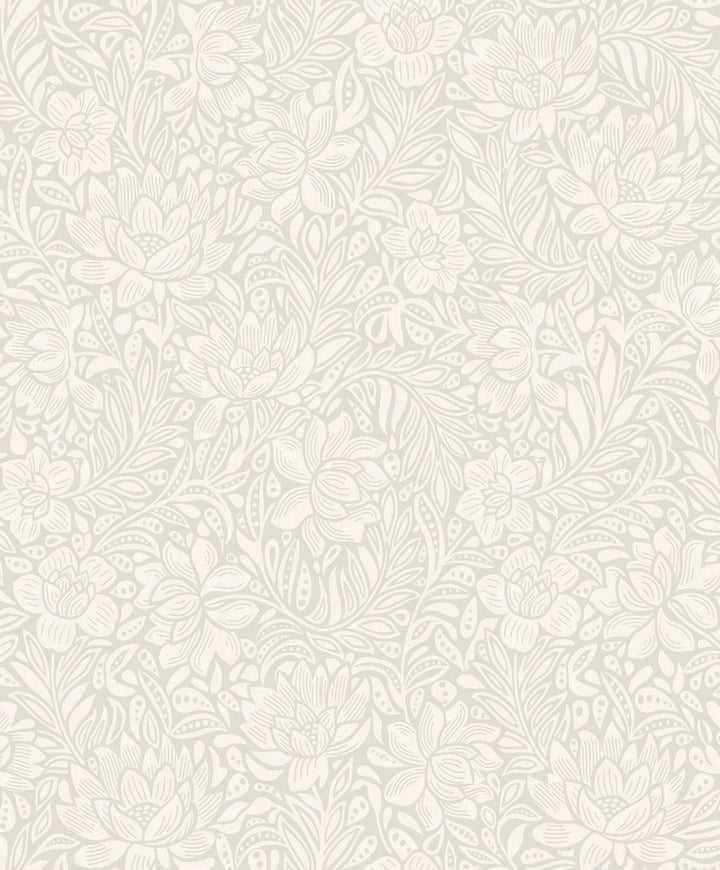 Zahara Light Grey Floral Wallpaper by Eijffinger Posy Covers about 59.1 square feet 21.5-in by 33-ft long roll Unpasted 25.2 - Fabric Carolina -