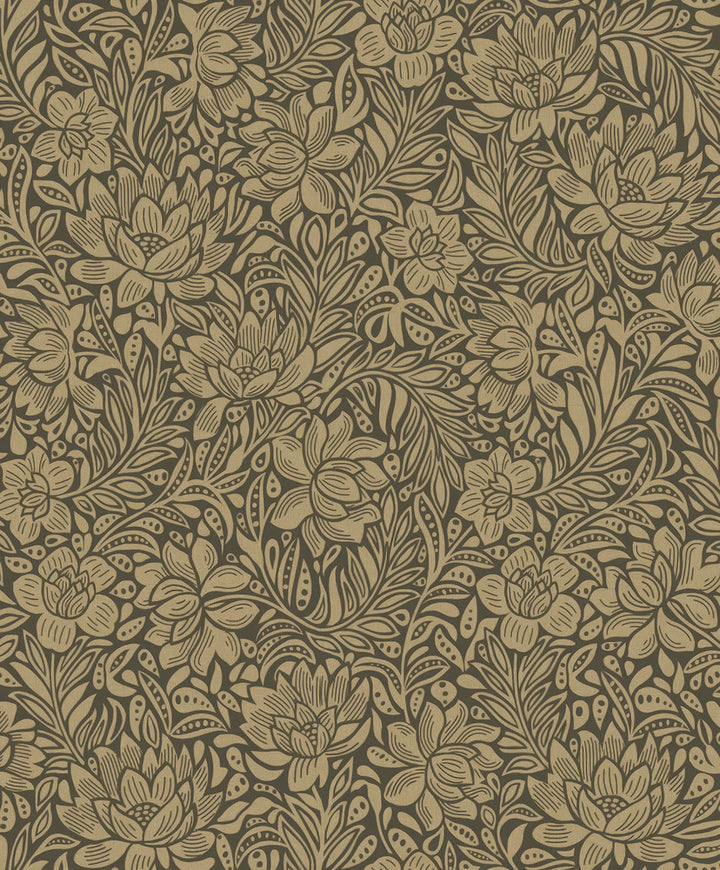 Zahara Chocolate Floral Wallpaper by Eijffinger Posy Covers about 59.1 square feet 21.5-in by 33-ft long roll Unpasted 25.2 - Fabric Carolina -