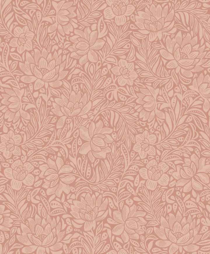 Zahara Coral Floral Wallpaper by Eijffinger Posy Covers about 59.1 square feet 21.5-in by 33-ft long roll Unpasted 25.2 - Fabric Carolina -
