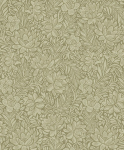 Zahara Olive Floral Wallpaper by Eijffinger