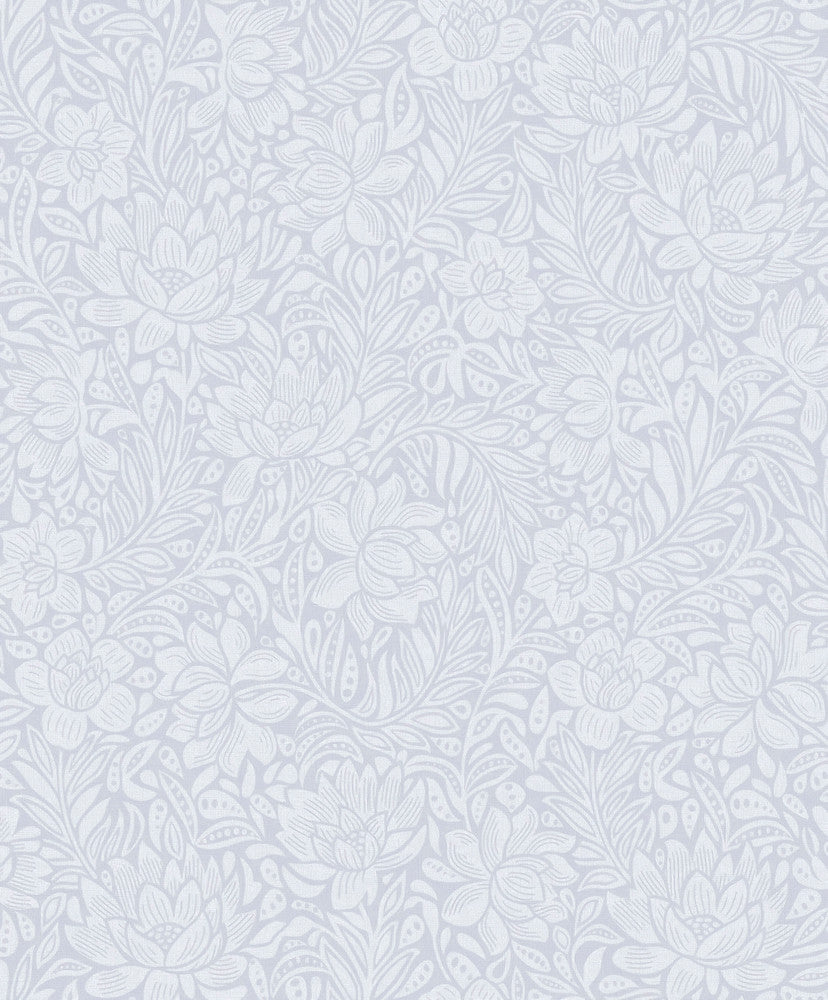 Zahara Periwinkle Floral Wallpaper by Eijffinger Posy Covers about 59.1 square feet 21.5-in by 33-ft long roll Unpasted 25.2 - Fabric Carolina -